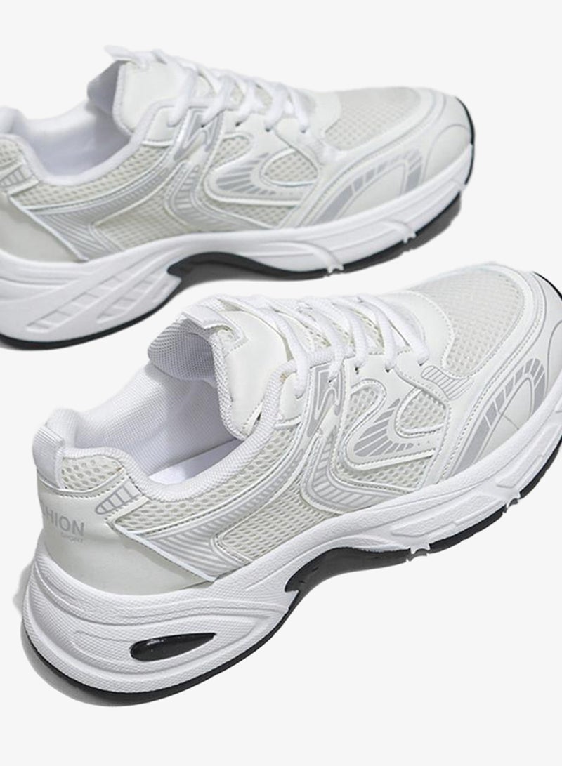 Take Two White Mesh Lace Up Running Sneakers - Image 3